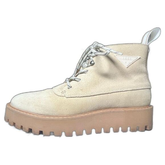 LÄST Rocky Suede Neutral Beige Platform Lace Up Boots Women's Size 41 US 8  Nice - Picture 3 of 7